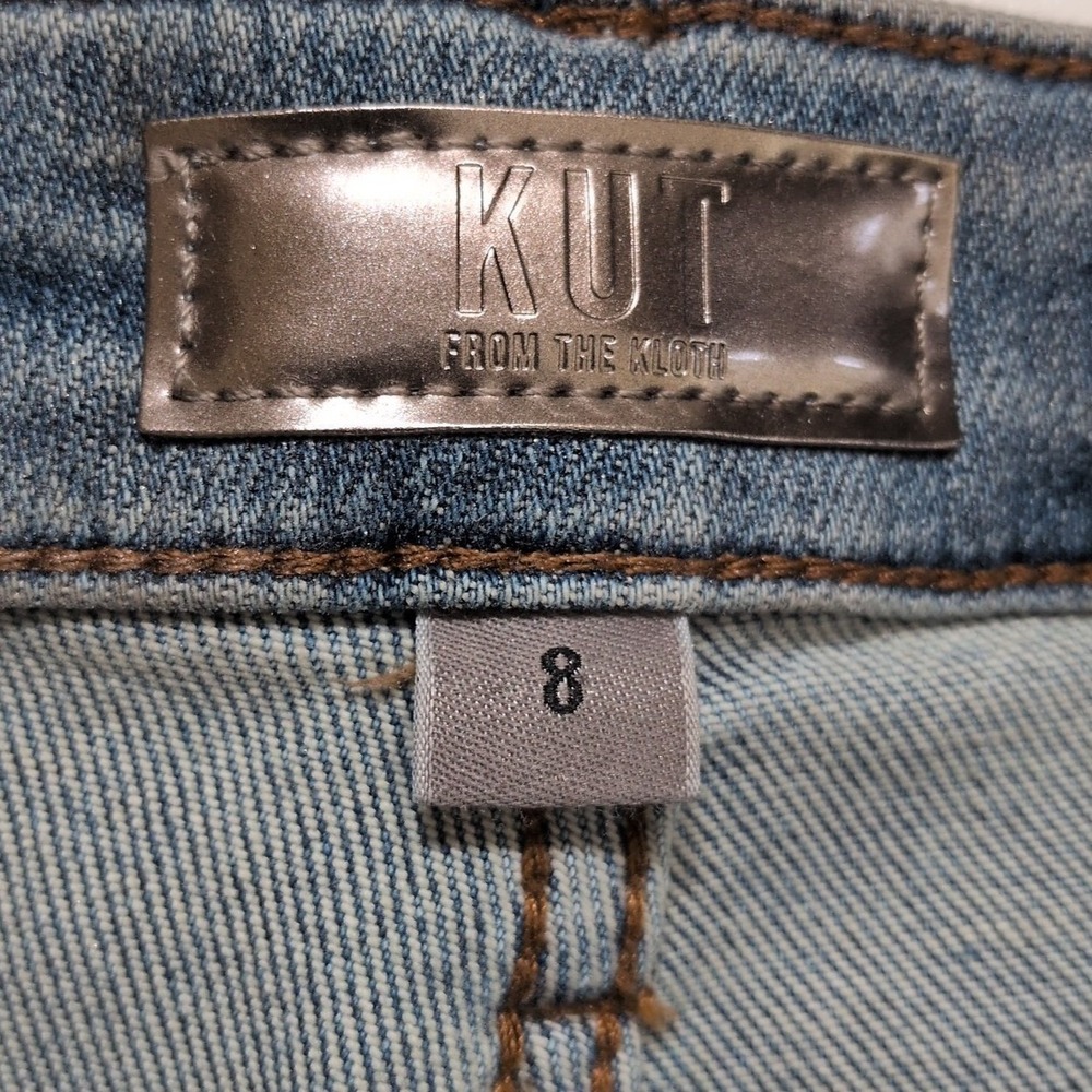 Kut from the Kloth Rachael High Rise Mom Jean Metallic Gold Foil KP1583MB7 Sz 8 - Picture 3 of 6